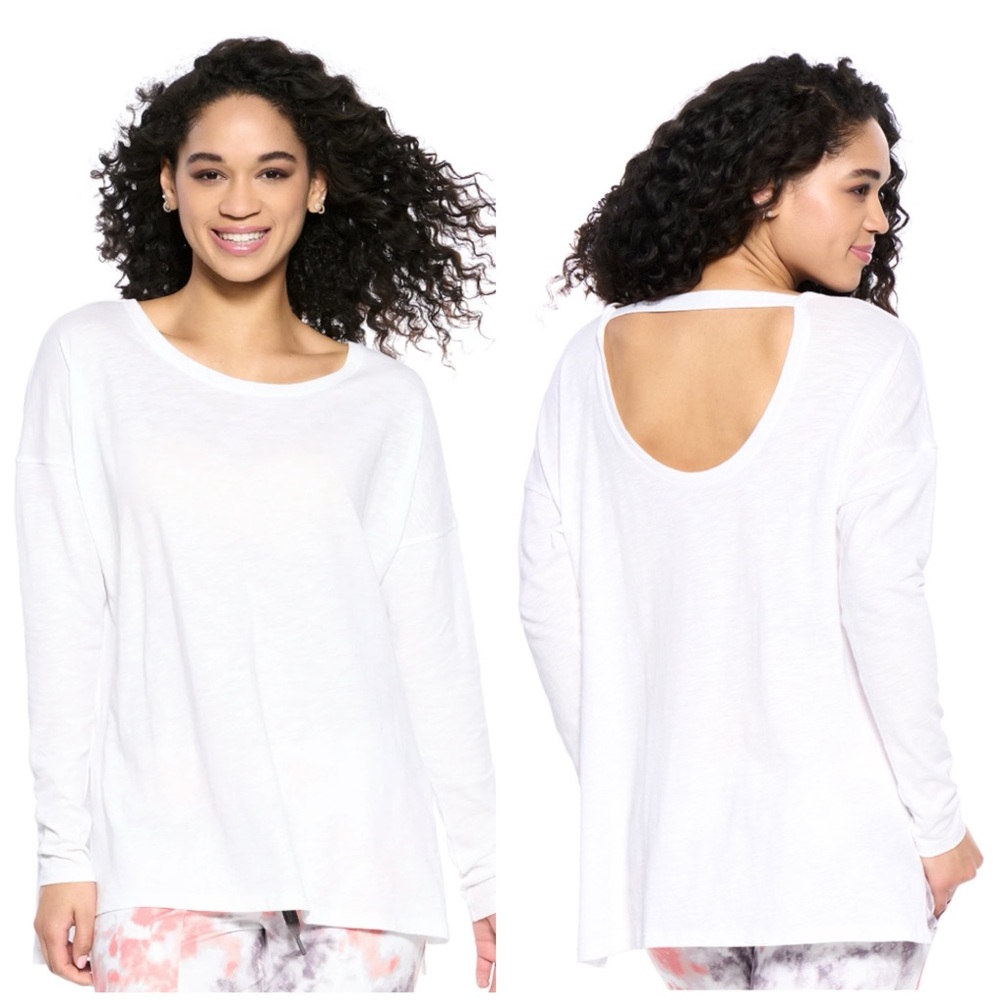NWT Felina Velvety Soft Slub Long Sleeve Tee White Medium